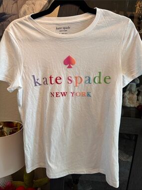 kate spade White Rainbow Logo Short Sleeve Tee